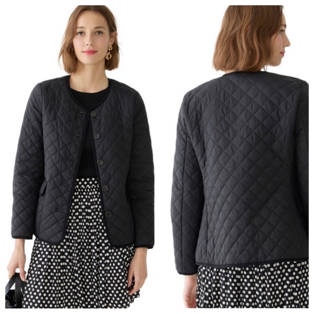 J. Crew Black Quilted Lightweight Lady Jacket | 14 NEW - Picture 2 of 14